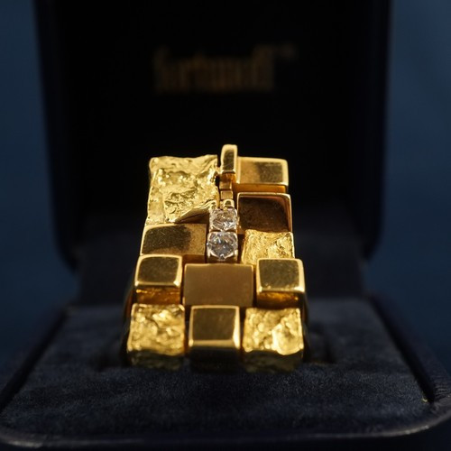 Modernist/Cubist Alfred Karram 18k Yellow Gold & Diamond Ring - Free Shipping US