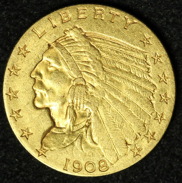 1908 $2.50 Gold Indian Head Quarter Eagle- Free Shipping USA