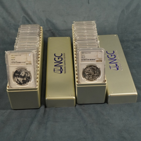 1989-2024 China Silver 1 oz Panda Run NGC MS69 (36coins) SOLD AS SET
