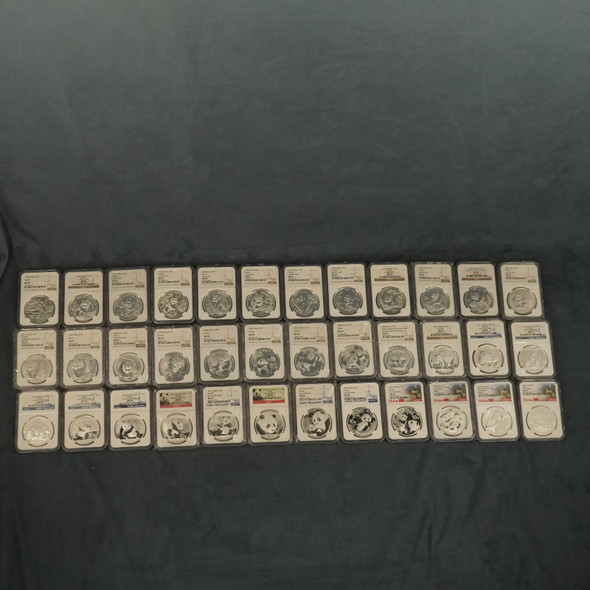 1989-2024 China Silver 1 oz Panda Run NGC MS69 (36coins) SOLD AS SET