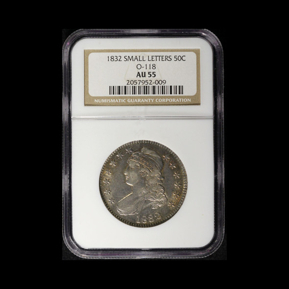 1832 Small Letters 50C Capped Bust Half Dollar 0-118 NGC AU55 - Free Ship USA