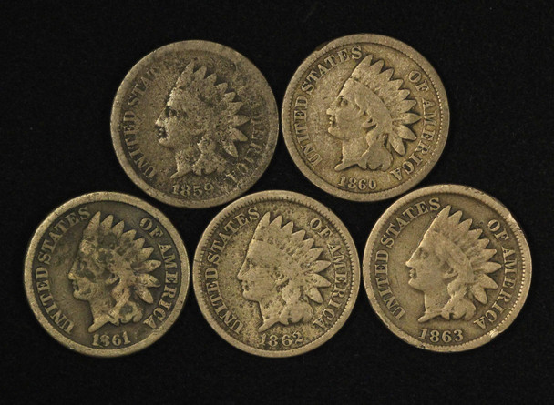 1859-1863 1c Indian Head Cent Run - Free Shipping USA