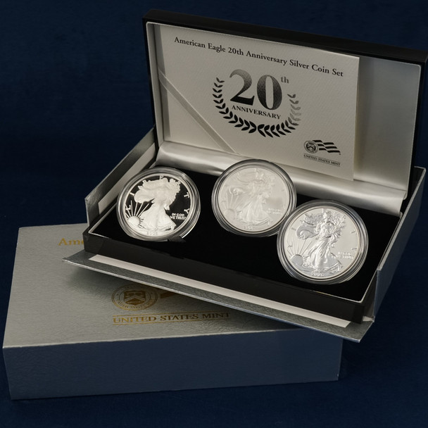 2006 20th Anniversary Silver Eagle 3-Coin Set w/Box & COA - Free Ship US