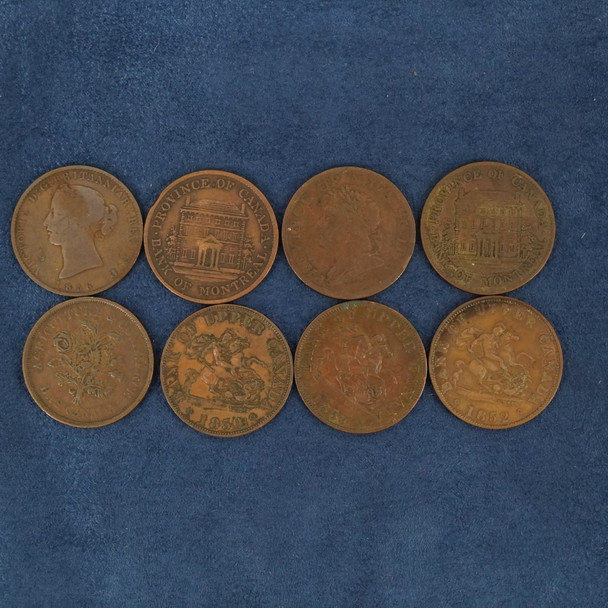 Lot of 8 Canada Half Penny Tokens - Free Shipping USA