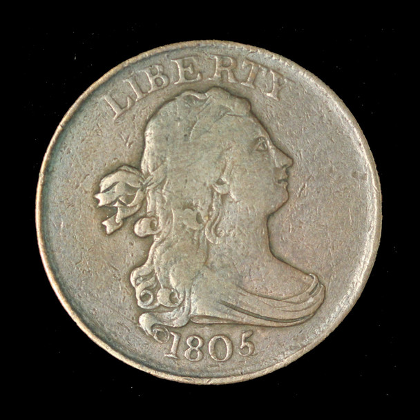 1805 Draped Bust Half Cent Small 5 No Stems - Free Shipping USA