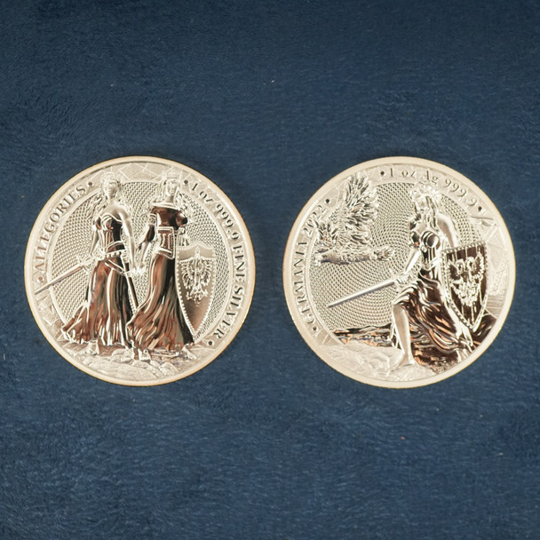 Lot of 2 2022 Germania Mint 1 oz Silver Rounds with COA's- Free Shipping USA