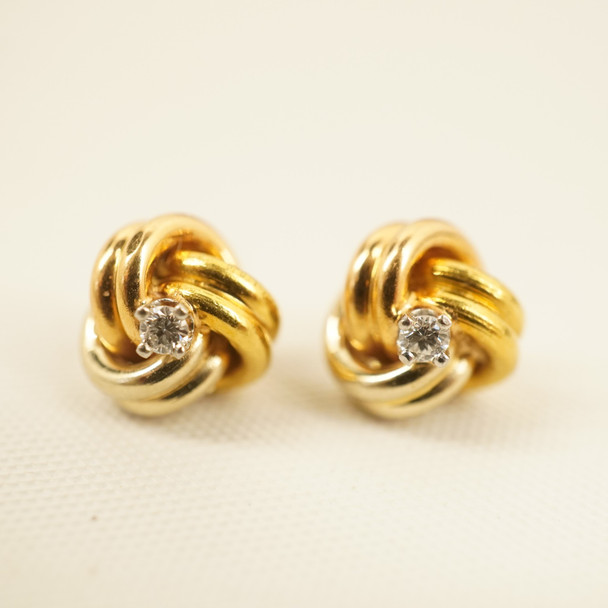 Cartier Love Knot 18k Tri-Tone Gold & Diamond Earrings w/Box - Free Shipping USA