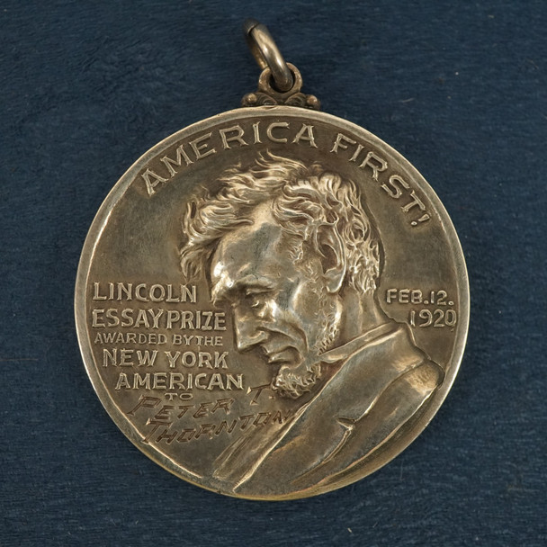 1920 Lincoln Essay Prize by Dieges and Clust in Sterling Silver- Free Ship USA