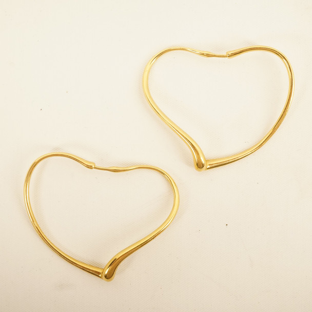 Tiffany & Co. Elsa Peretti Open Heart Earrings 18k Yellow Gold - Free Ship USA