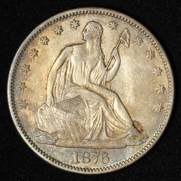 1876 50c Seated Liberty Silver Half Dollar - Free Shipping USA
