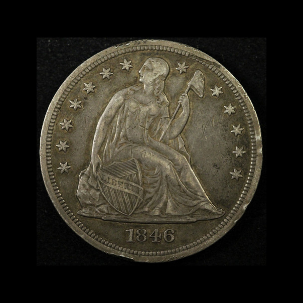 1846 $1 Seated Liberty Silver Dollar- Free Shipping USA