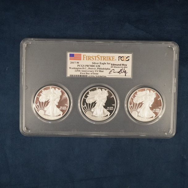 2017-W American Silver Eagle First Strike 3-Coin Set PCGS PR70 - Free Ship US