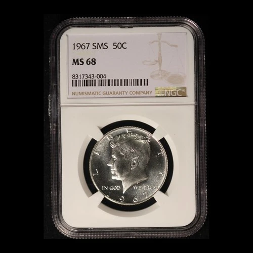 1967 SMS 50c Kennedy Half Dollar NGC MS68- Free Shipping USA