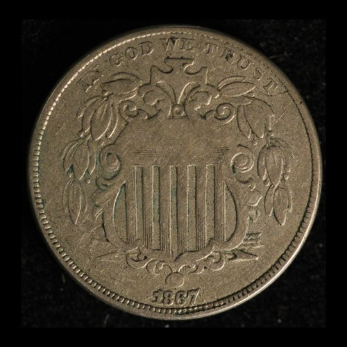 1867 Shield Nickel Without Rays Double Punched? - Free Shipping USA