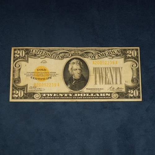 1928 $20 Gold Certificate Woods & Mellon - Free Shipping USA