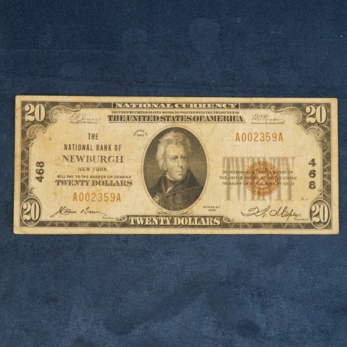 1929 Series $20 National Currency Note (Fr. 1802-1), Newburgh, NY