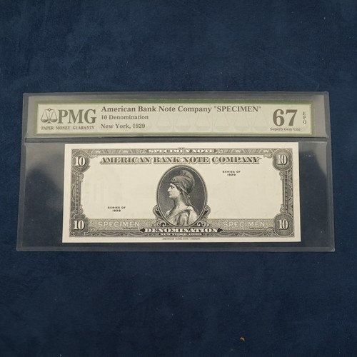 1929 $10 American Bank Note Company "Specimen" PMG 67 EPQ - Free Shipping USA