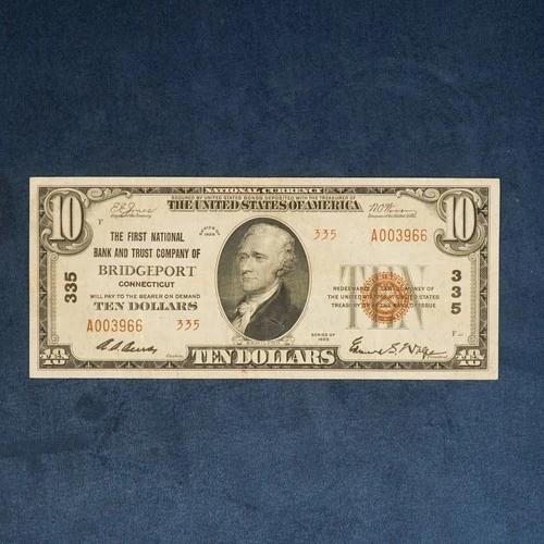1929 Series $10 Natl. Currency Note (Fr. 1801-2), Bridgeport, CT, CRISP XF, EPQ