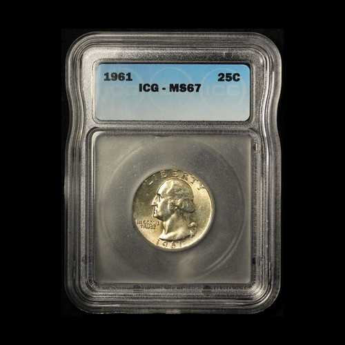 1961 25c Washington Quarter Dollar ICG MS67 - Free Shipping USA