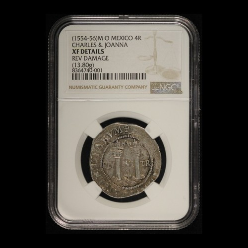 1554-56-O Mexico 4 Reales Charles & Joanna NGC XF Detail Rev Damage - Free Ship