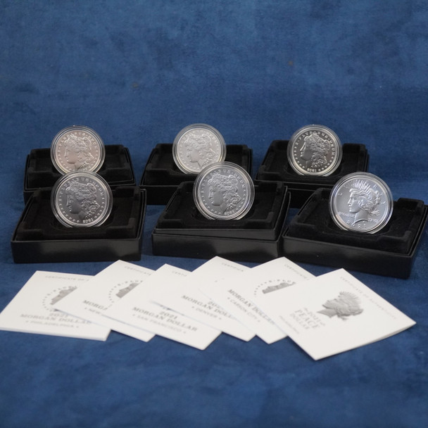 Complete Set of 2021 Morgan & Peace Silver Dollars w/Boxes & COA - Free Ship USA