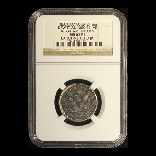 1860 Abraham Lincoln Silver Campaign Medal NGC MS 65 Proof Like - Free Ship USA