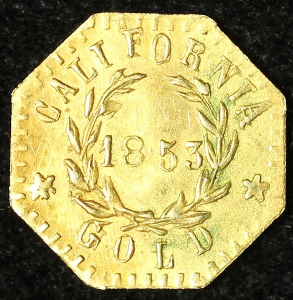 1853 California Gold Token '' Arms of California"Wreath - Free Shipping USA