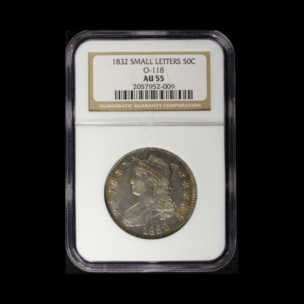 1832 Small Letters 50C Capped Bust Half Dollar 0-118 NGC AU55 - Free Ship USA