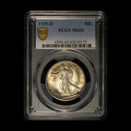 1935-D 50c Walking Liberty Silver Half Dollar PCGS MS 65 - Free Shipping USA