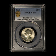 1937-S 25c Washington Silver Quarter PCGS MS 66 - Free Shipping USA