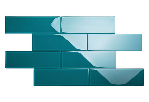 Glass Subway Tile in Dark Teal - 4" x 12" (5 Sq. Ft.)