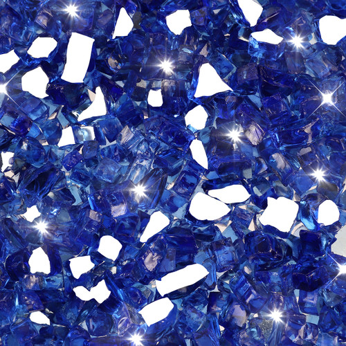 Cobalt Blue 1/2" Tempered Fire Glass, Reflective, 20 lb.