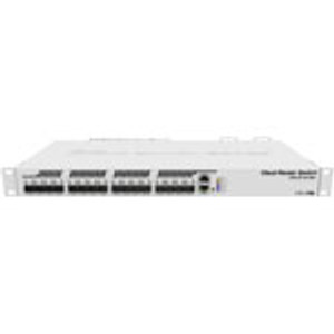 Cloud Router Switch 317-1G-16S+RM with 800MHz CPU, 1GB RAM, 1x Gigabit LAN, 16x SFP+ cages, RouterOS L6 or SwitchOS (dual boot), passive cooling, 1U rackmount, Dual redundant PSU. Sale price while supplies last