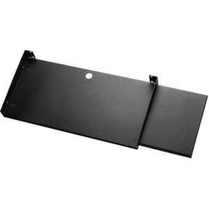 BUD INDUSTRIES Stationary Keyboard/ Mouse shelf. Heavy-duty steel mounts to any 19" panel width open rack. Black textured finish. Includes mounting hrdwr