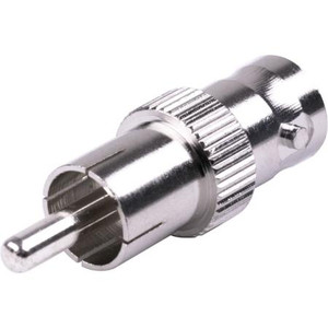 RF INDUSTRIES BNC female to RCA male adapter. Nickle plated body, silver plated contacts. .
