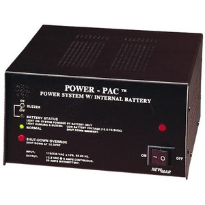 NEWMAR "Power-Pac" 12 volt DC power supply w/ automatic battery back-up. 20A max output. Includes two 7Ah batteries & low battery alarm and disconnect.