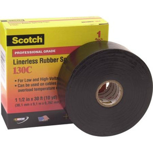 3M Linerless rubber splicing tape. High voltage insulating tape that provides thermal dissipation of splice heat. 1-1/2"x30' roll size,