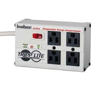 TRIPP LITE 4 outlet AC line filter. Provides spike protection & surge protection. Diagnostic indicators alert you of line conditions. 125 VAC.