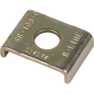 B-LINE BY EATON framing clip. Used with threaded rod and two SB-23 support bars. 10 gauge steel. Zinc plate with gold irridite. 7/16" hole for rod.
