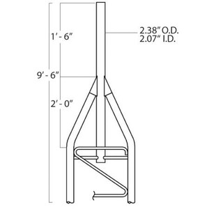 ROHN 45G top section w/2.38-in OD pipe that extends 18-in above the apex of the side rails. .