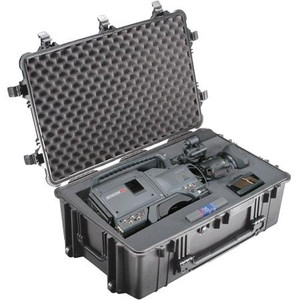 PELICAN wheeled equipment cases. Water & airtight to 30' w/neoprene o-ring seal. Fold down & retractable handle. I.D.: 29"Lx17-7/8"W x 10-1/2"D.BLACK