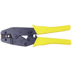 SARGENT crimp frame & die for RG58 & RG59 style cables. Crimps the center pin to a .042 square or .068 hex. Full cyle ratchet with release. YELLOW HANDLE