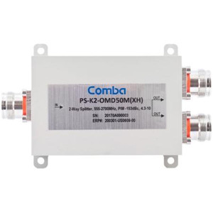 COMBA 555-2700 MHz 2 Way Wilkinson Power splitter. 50 watt. IP-65 rated for outoor use. -153dBc PIM rated. 4.3-10 female terminations.