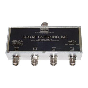 GPS NETWORKING Low Noise Filtered Amplified GPS Splitter is a one input, four output device with 0dB nominal gain. TNC connector