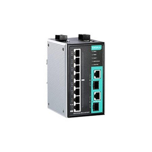 MOXA Managed Ethernet PoE Switch with 8 PoE+ ports, 2 combo gigabit Ethernet ports, -40 to 75C. EDS-P510A-8PoE-2GTXSFP-T