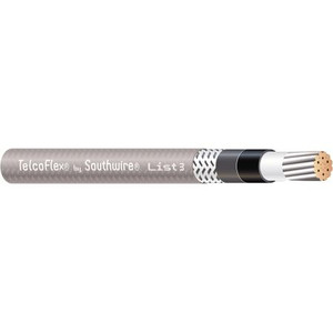 SOUTHWIRE TelcoFlex III Central Office Power Cable, 6 AWG, Single Conductor, Class B Strand with Braid, LSZH, 600 Volts, Gray. 3BAL-0601-09