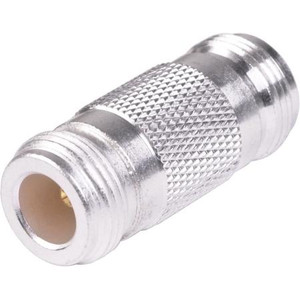 RF INDUSTRIES N female to N female adapter. Silver plated body, gold plated contacts. .
