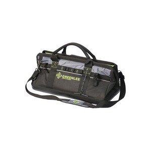 GREENLEE Multi-Pocket Heavy- Duty Tool Bag with leather bottom, sides, and buckle straps. Steel frame mouth. 20"x11"x12.5"