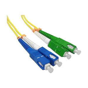 TII Technologies 1 Meter Duplex single-mode (OS2) riser patch cord with SC-UPC/SC-APC connectors. .