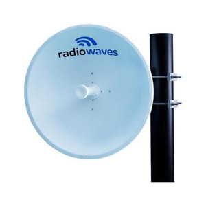 RADIOWAVES 2.4-2.7 GHz 2' dia. parabolic antenna. 21.0 dBi gain @ 2.4 GHz. Single polarization. N female connector. Radome included.